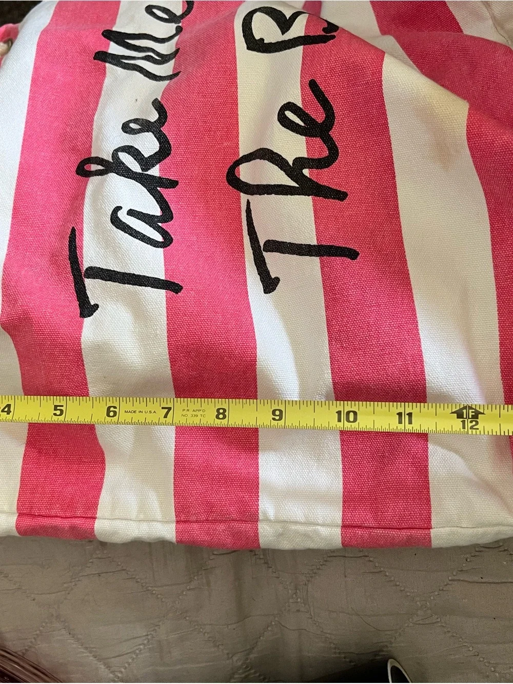Victoria's Secret Pink and White Striped Tote with Rope Handles